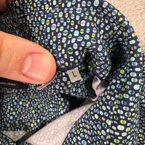 BUGATCHI Mens Large Short Sleeve Button Down Shirt Comfort Stretch Geometric EUC - Picture 3 of 6